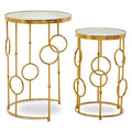 Orsina Rabia Gold Nesting Side Tables | Set of 2 Mirrored Accent Tables