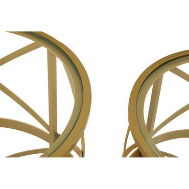Orsina Rabia Gold Diamond Pattern Side Tables - Set of 2 Nesting Tables