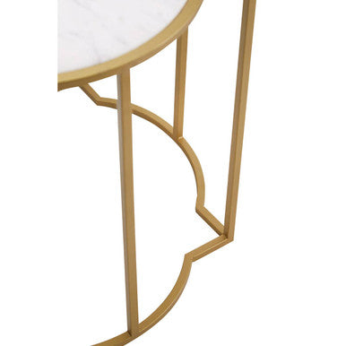 Orsina Rabia White Marble Side Tables – Set of 2 Brass Quatrefoil