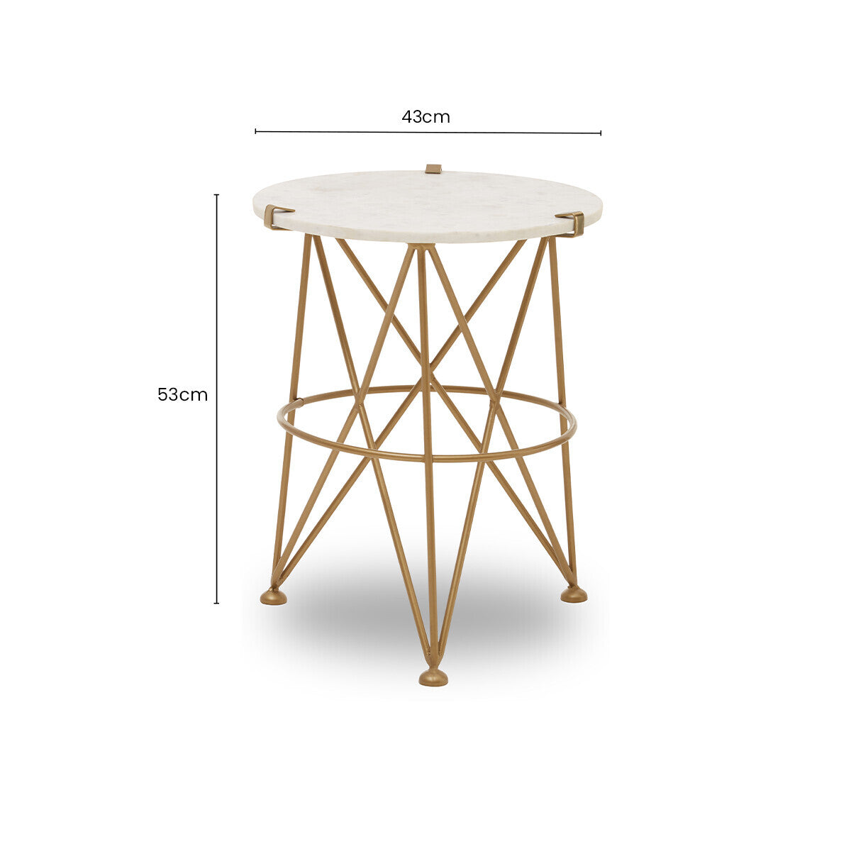 Orsina Rabia White Marble Side Table – Gold Brass Accent Table