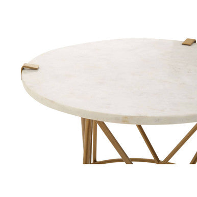 Orsina Rabia White Marble Side Table – Gold Brass Accent Table