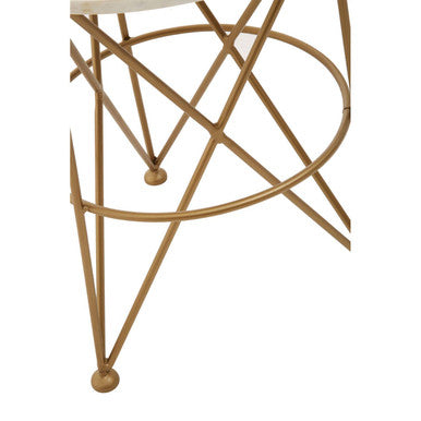 Orsina Rabia White Marble Side Table – Gold Brass Accent Table
