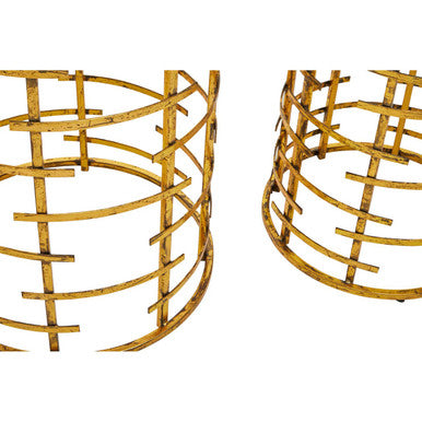 Orsina Rabia White Marble Nesting Tables - Set of 2 Round Gold Side Tables