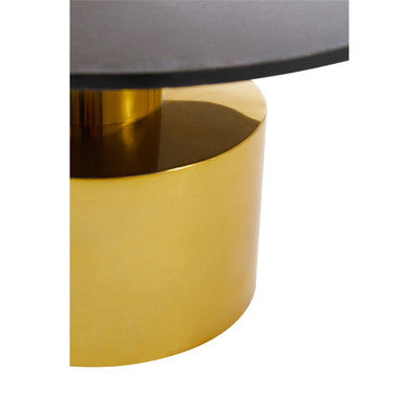 Orsina Rabia Round Black Marble Coffee Table with Gold Pedestal Base