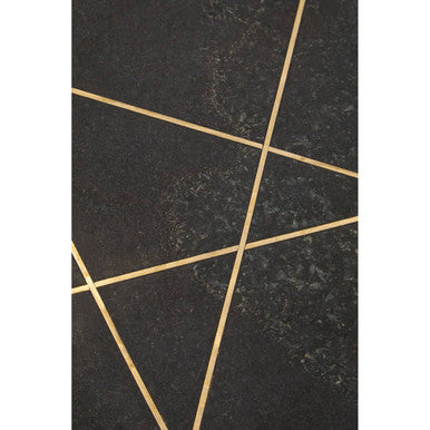 Orsina Rabia Round Black Marble Coffee Table with Gold Pedestal Base