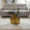 Orsina Rabia Round Black Marble Coffee Table with Gold Pedestal Base