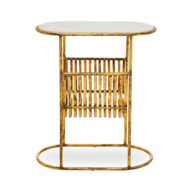 Orsina White Marble Side Table with Gold Magazine Rack – Rabia