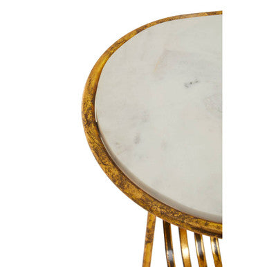 Orsina White Marble Side Table with Gold Magazine Rack – Rabia