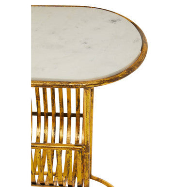 Orsina White Marble Side Table with Gold Magazine Rack – Rabia