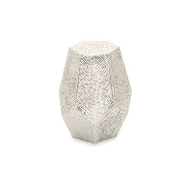 Orsina Rabia Drum Side Table – Grey Polished Geometric Aluminium