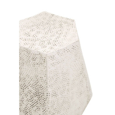 Orsina Rabia Drum Side Table – Grey Polished Geometric Aluminium