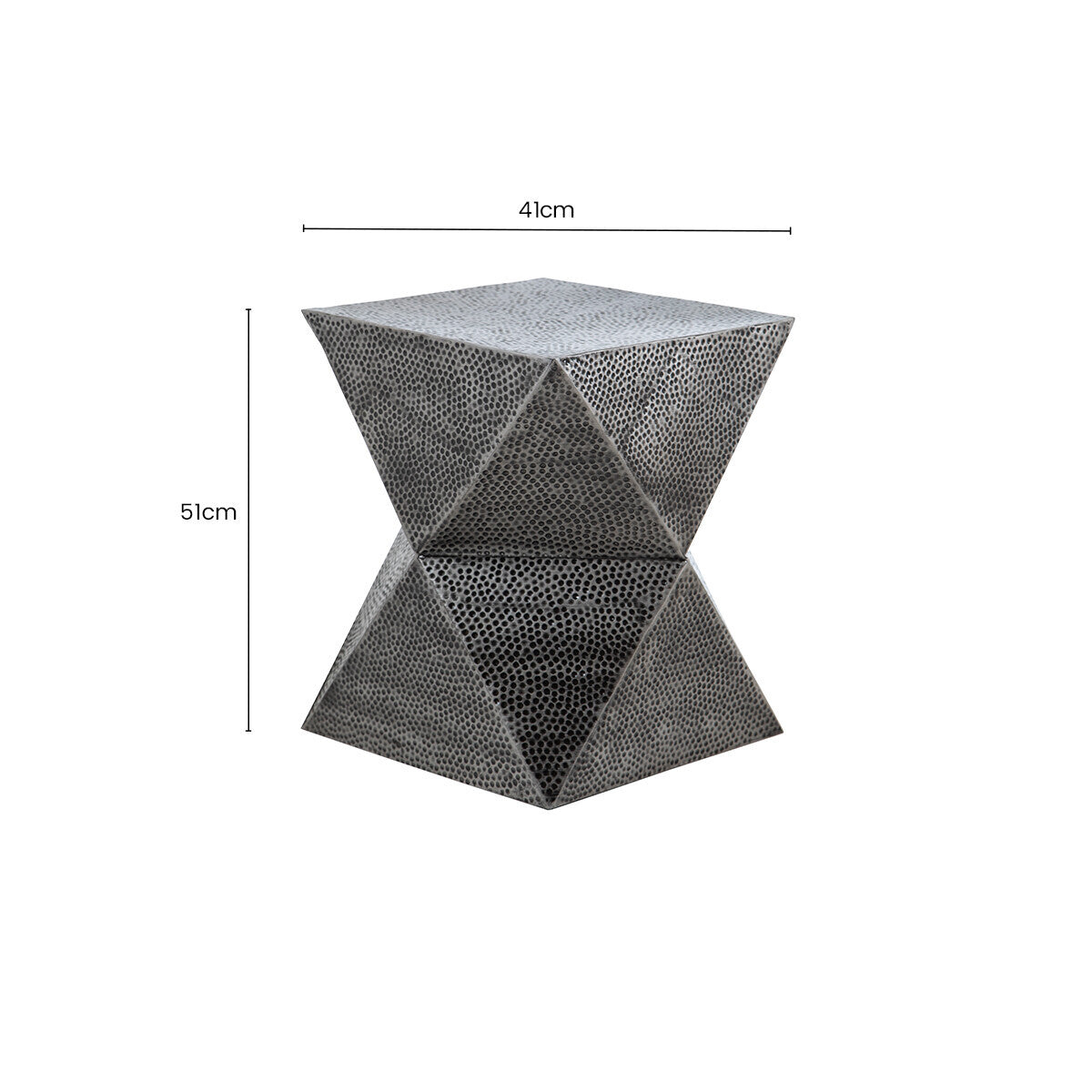 Orsina Rabia Inverted Triangular Stool – Antique Zinc Metal Side Table
