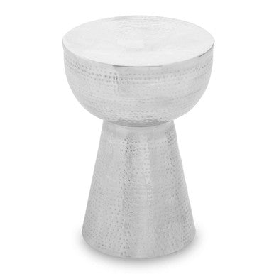 Orsina Rabia Silver Hammered Aluminium Accent Table with Tapered Base