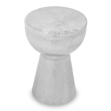 Orsina Rabia Silver Hammered Aluminium Accent Table with Tapered Base