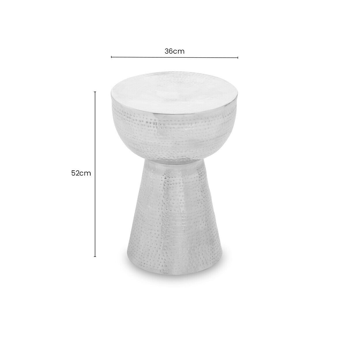 Orsina Rabia Silver Hammered Aluminium Accent Table with Tapered Base
