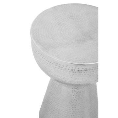 Orsina Rabia Silver Hammered Aluminium Accent Table with Tapered Base