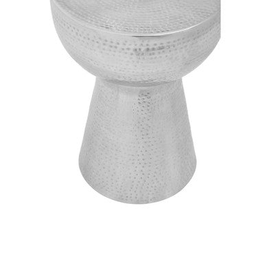 Orsina Rabia Silver Hammered Aluminium Accent Table with Tapered Base