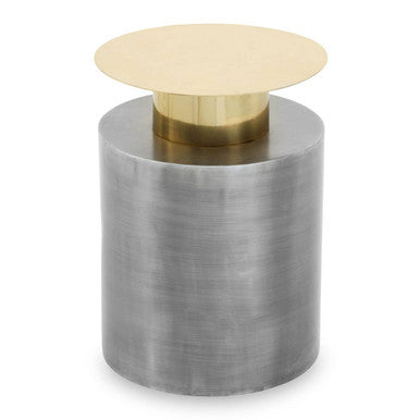 Orsina Rabia Round Metal Accent Table – Gold and Antique Zinc Finish