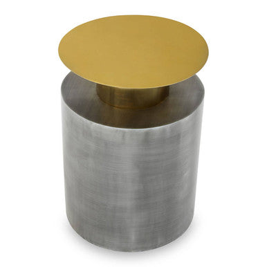 Orsina Rabia Round Metal Accent Table – Gold and Antique Zinc Finish