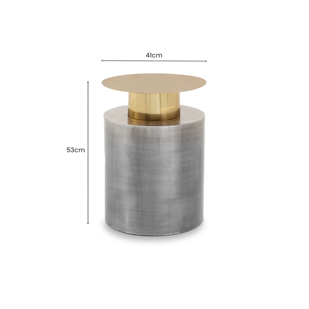 Orsina Rabia Round Metal Accent Table – Gold and Antique Zinc Finish