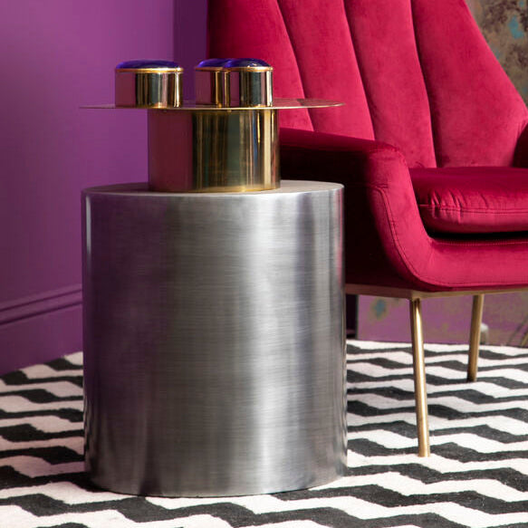 Orsina Rabia Round Metal Accent Table – Gold and Antique Zinc Finish
