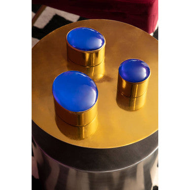 Orsina Rabia Round Metal Accent Table – Gold and Antique Zinc Finish