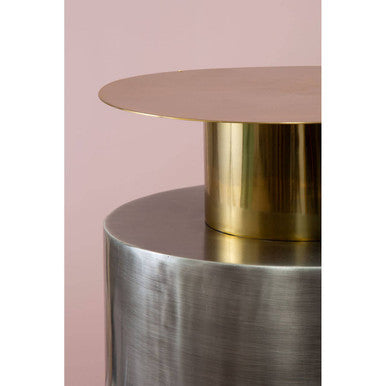 Orsina Rabia Round Metal Accent Table – Gold and Antique Zinc Finish