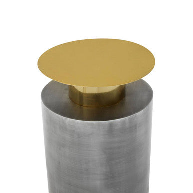 Orsina Rabia Round Metal Accent Table – Gold and Antique Zinc Finish