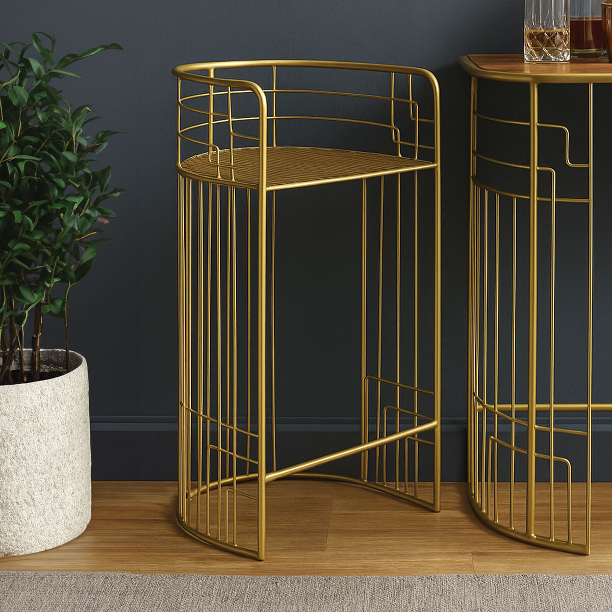 Orsina Rabia Gold Bar Stool – Modern Minimalist Wireframe Bar Chair
