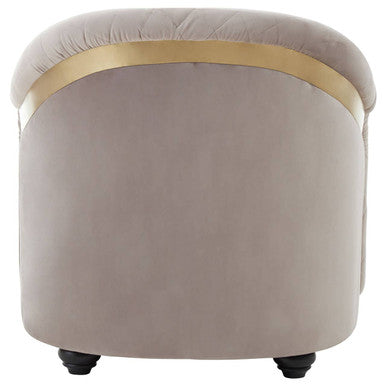 Orsina Fifi Grey Velvet Accent Chair – Quilted Back with Gold Detail