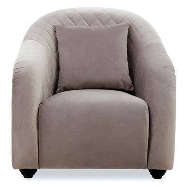 Orsina Fifi Grey Velvet Accent Chair – Quilted Back with Gold Detail