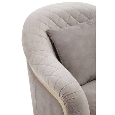 Orsina Fifi Grey Velvet Accent Chair – Quilted Back with Gold Detail
