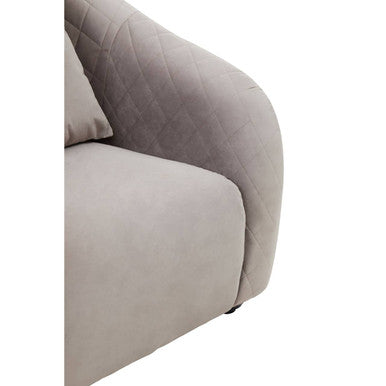 Orsina Fifi Grey Velvet Accent Chair – Quilted Back with Gold Detail