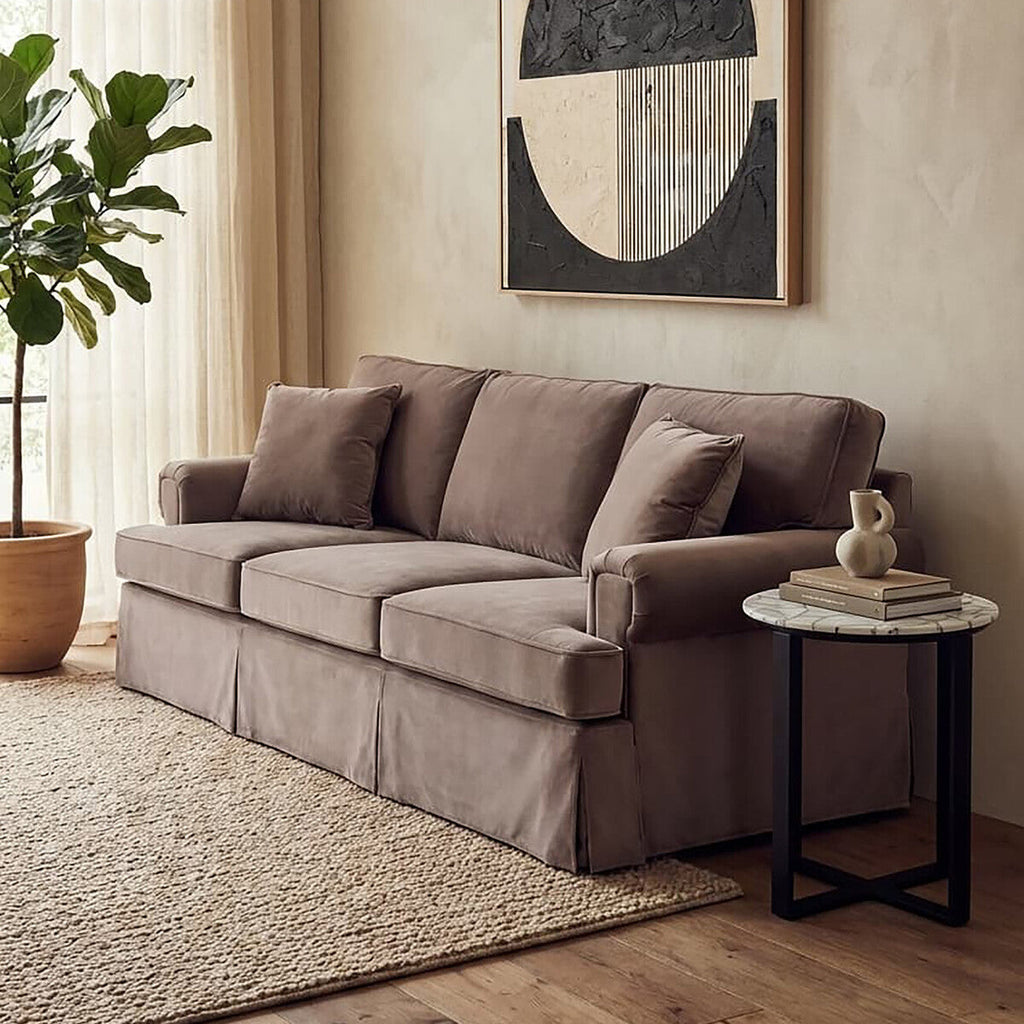 Orsina Ralph 3 Seater Mink Velvet Sofa – Luxury Modern Living Room Seating