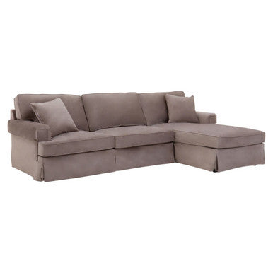 Orsina Ralph 3 Seater Right Chaise Sofa | Mink Velvet Upholstery