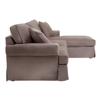 Orsina Ralph 3 Seater Right Chaise Sofa | Mink Velvet Upholstery