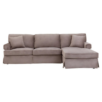 Orsina Ralph 3 Seater Right Chaise Sofa | Mink Velvet Upholstery