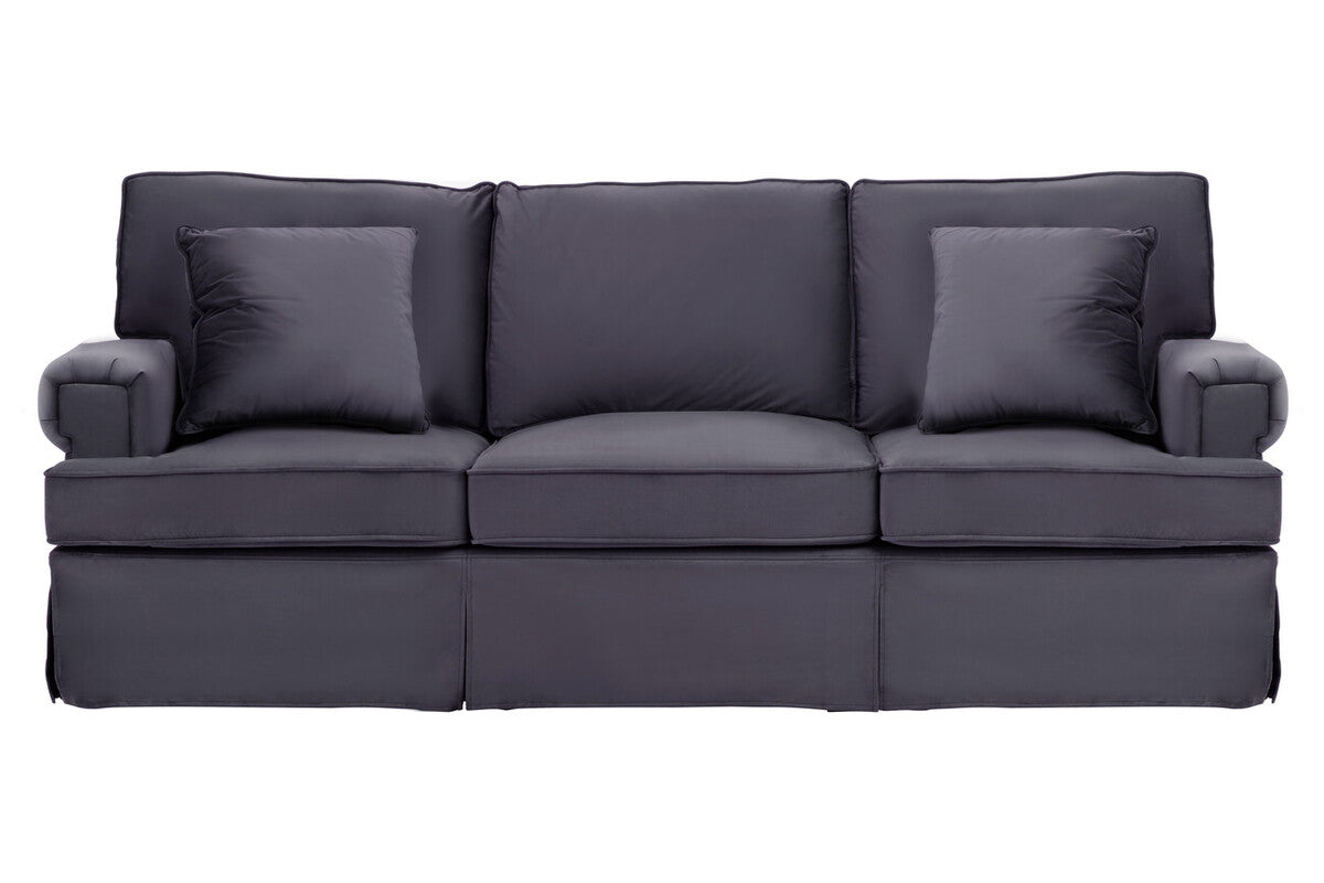 Orsina Ralph 3-Seater Black Velvet Sofa – Modern Deep Cushion Lounge