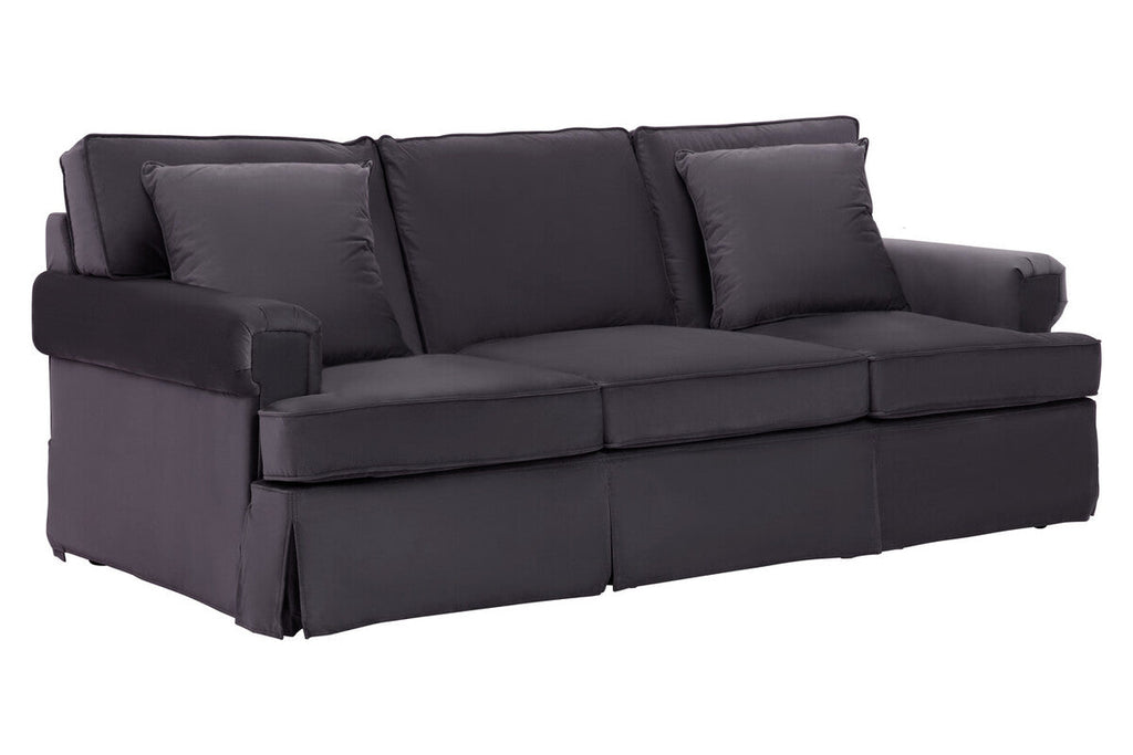 Orsina Ralph 3-Seater Black Velvet Sofa – Modern Deep Cushion Lounge