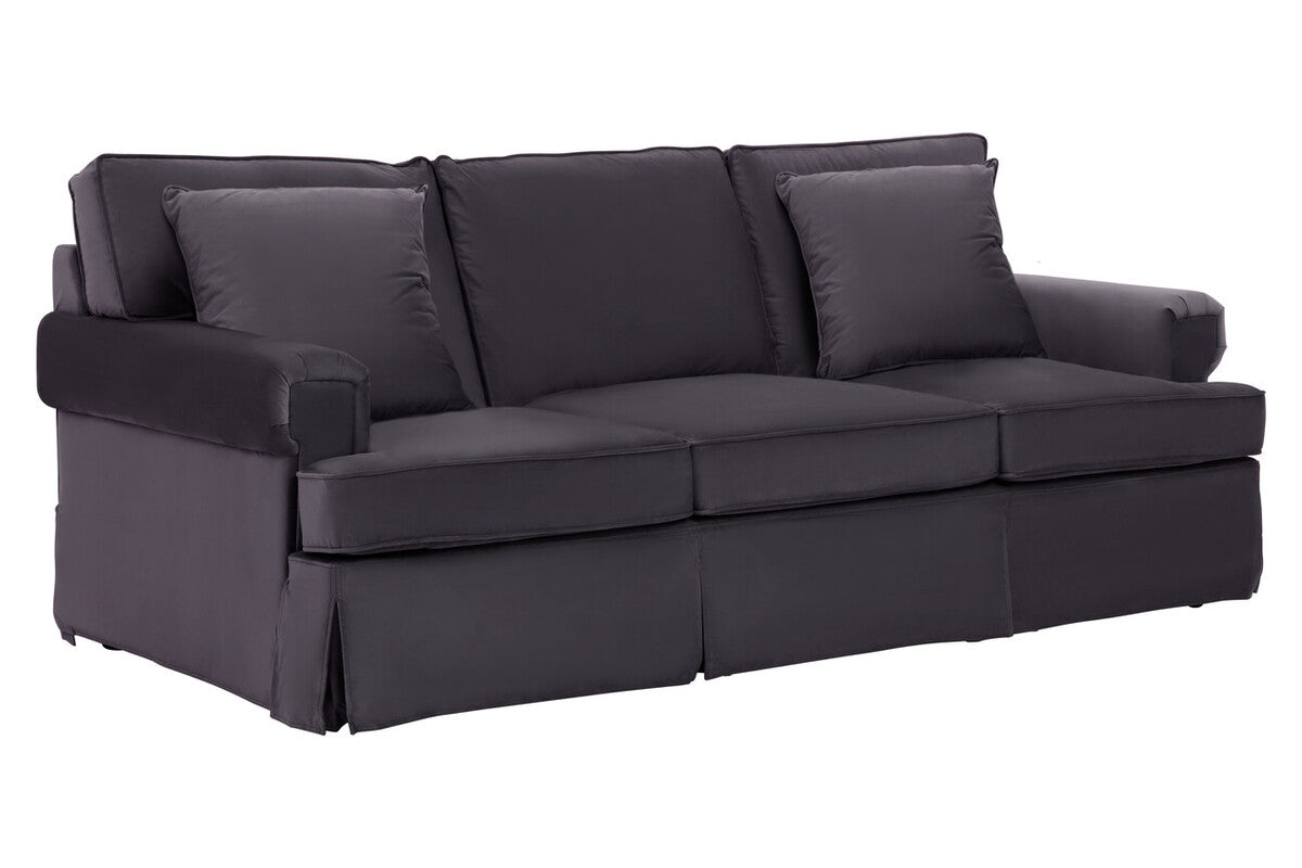 Orsina Ralph 3-Seater Black Velvet Sofa – Modern Deep Cushion Lounge