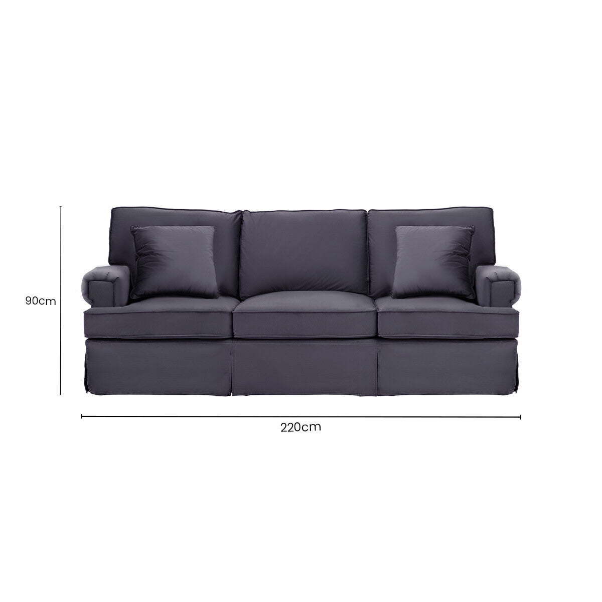Orsina Ralph 3-Seater Black Velvet Sofa – Modern Deep Cushion Lounge