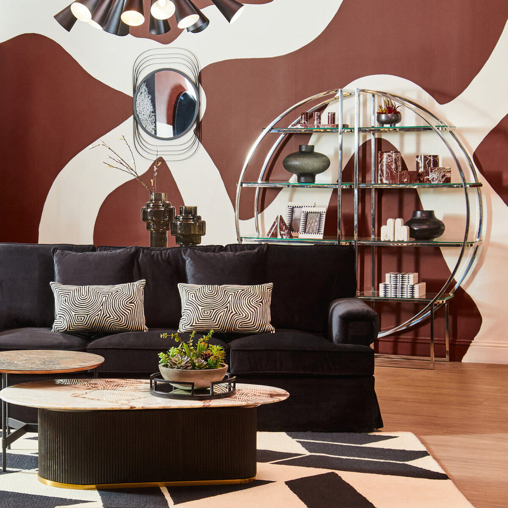 Orsina Ralph 3-Seater Black Velvet Sofa – Modern Deep Cushion Lounge