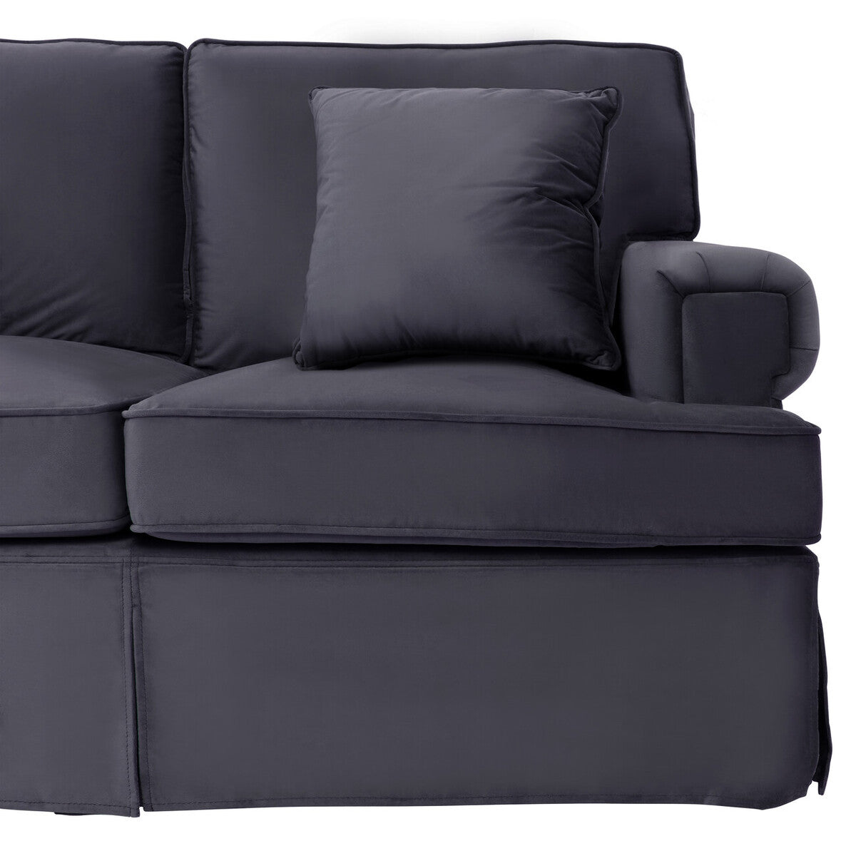 Orsina Ralph 3-Seater Black Velvet Sofa – Modern Deep Cushion Lounge