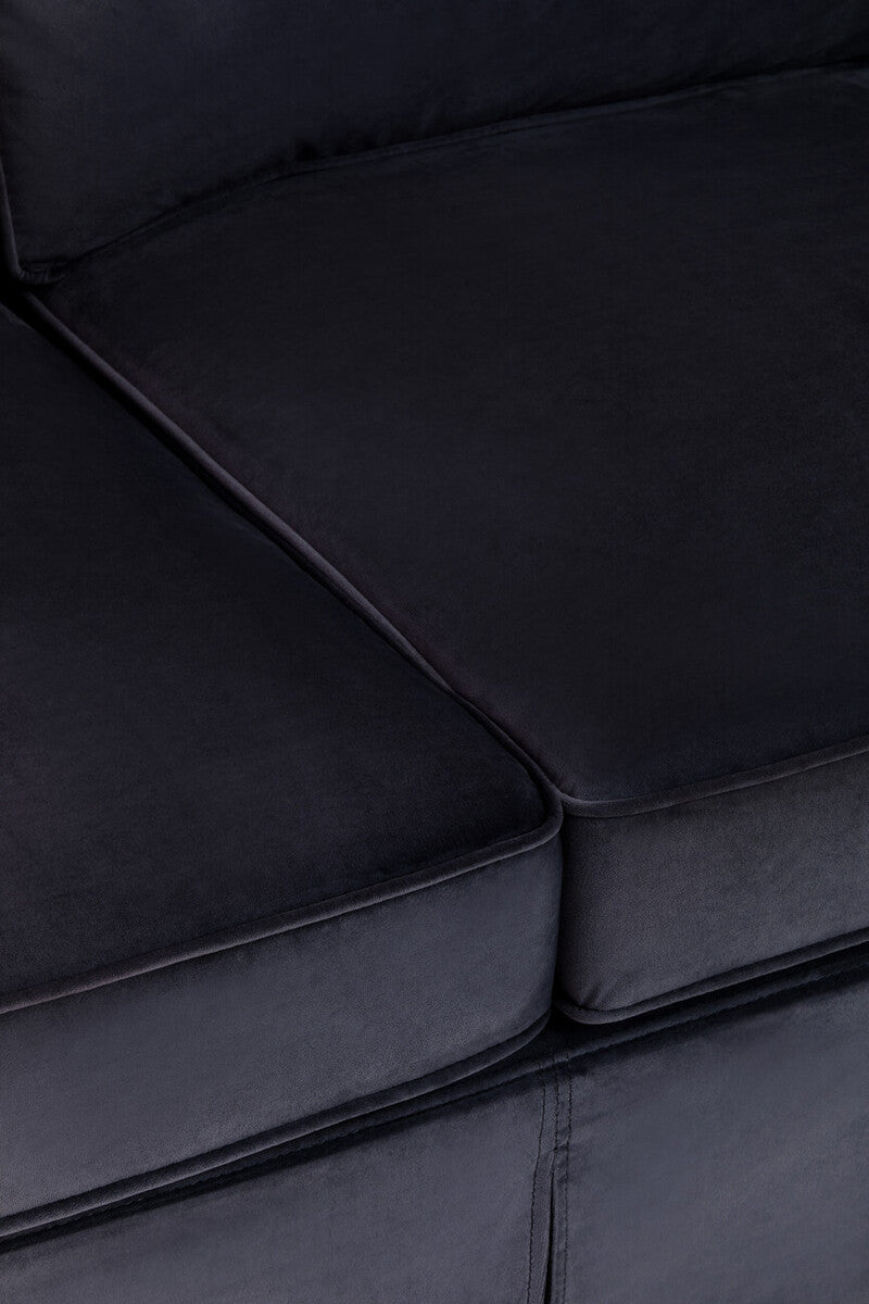 Orsina Ralph 3-Seater Black Velvet Sofa – Modern Deep Cushion Lounge