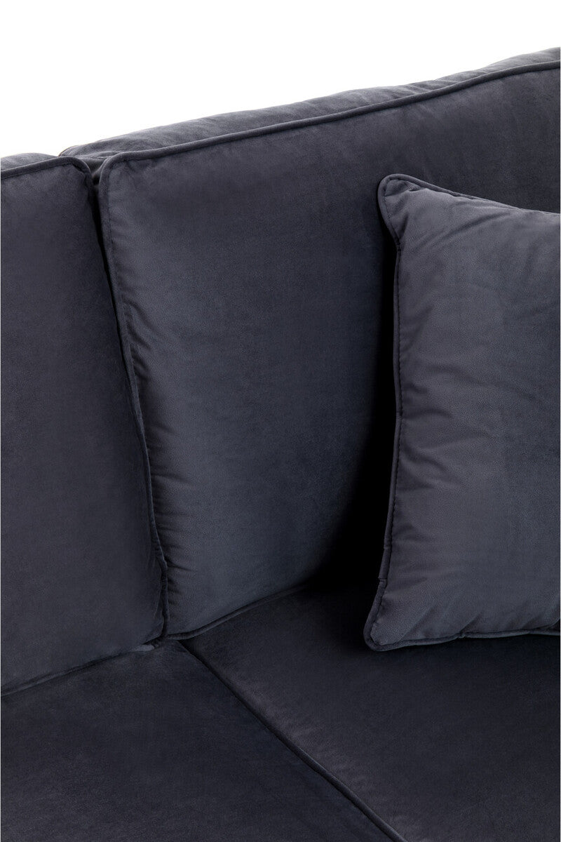 Orsina Ralph 3-Seater Black Velvet Sofa – Modern Deep Cushion Lounge