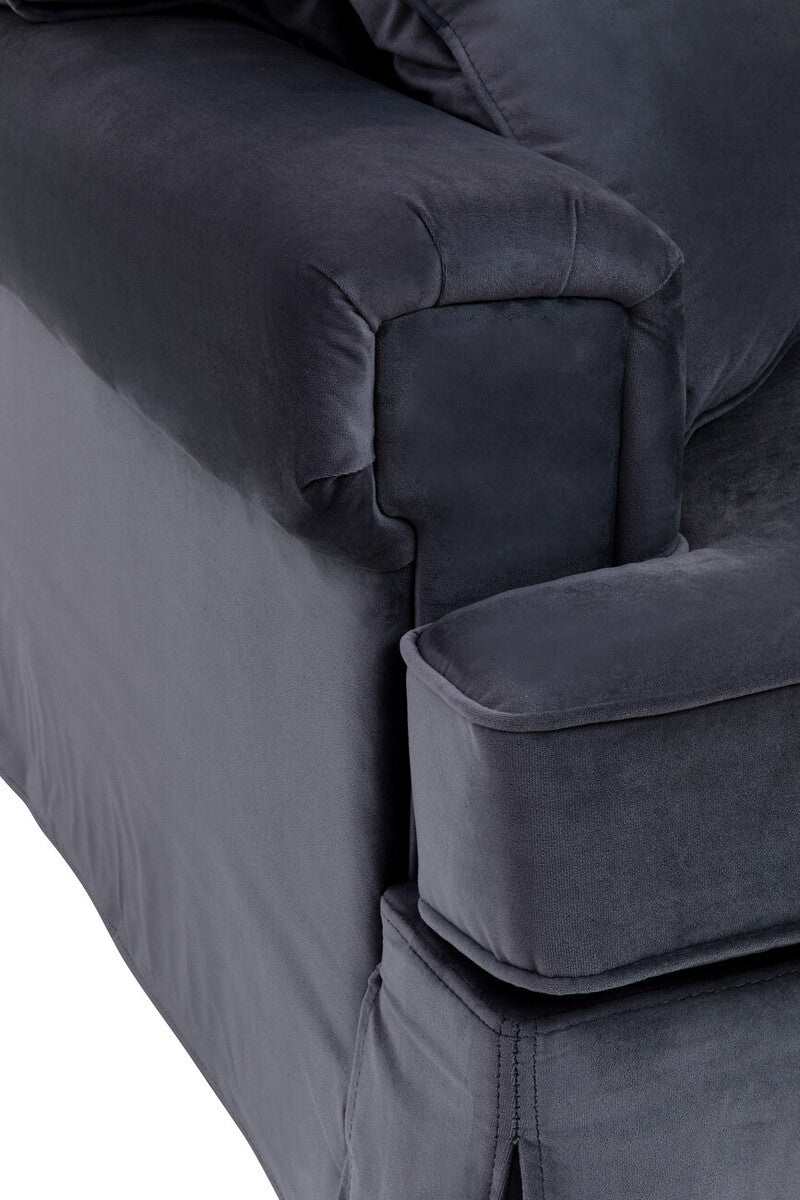 Orsina Ralph 3-Seater Black Velvet Sofa – Modern Deep Cushion Lounge