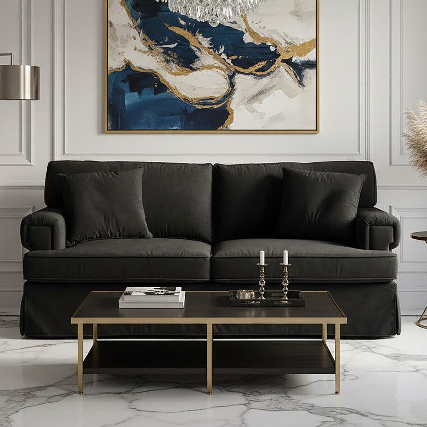 Orsina Ralph 2 Seater Black Velvet Sofa | Compact Modern Seating