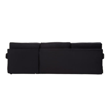 Orsina Ralph 3 Seater Black Velvet Sofa with Right-Hand Chaise