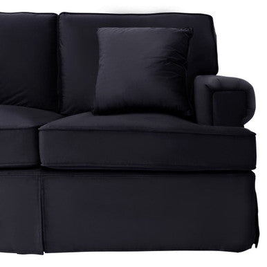 Orsina Ralph 3 Seater Black Velvet Sofa with Right-Hand Chaise