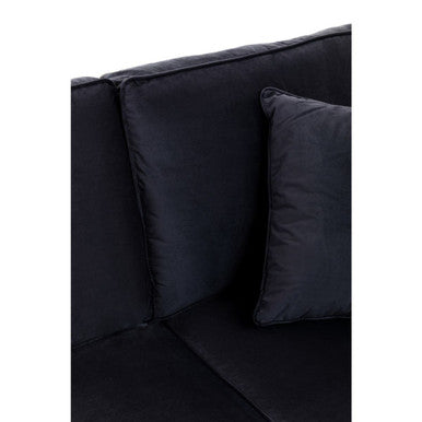 Orsina Ralph 3 Seater Black Velvet Sofa with Right-Hand Chaise